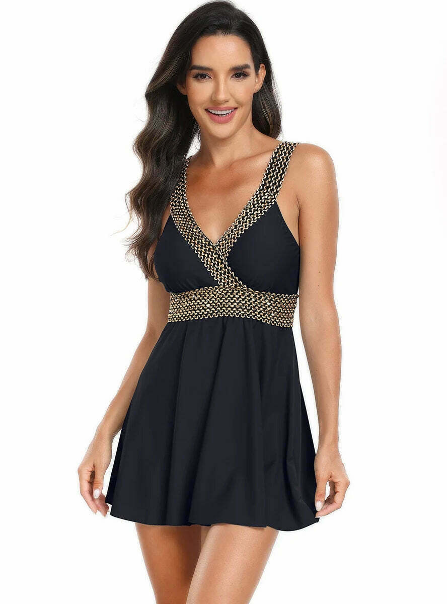 Y2K Aesthetic V-Neck Bikini Swimsuit - Coquette Style for Women
