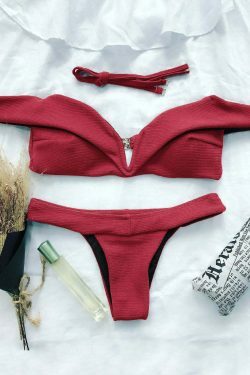 Y2K Aesthetic V-Plunge Off-The-Shoulder Bikini Swimwear