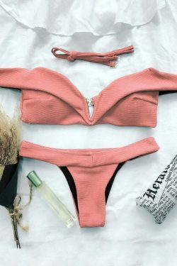 Y2K Aesthetic V-Plunge Off-The-Shoulder Bikini Swimwear