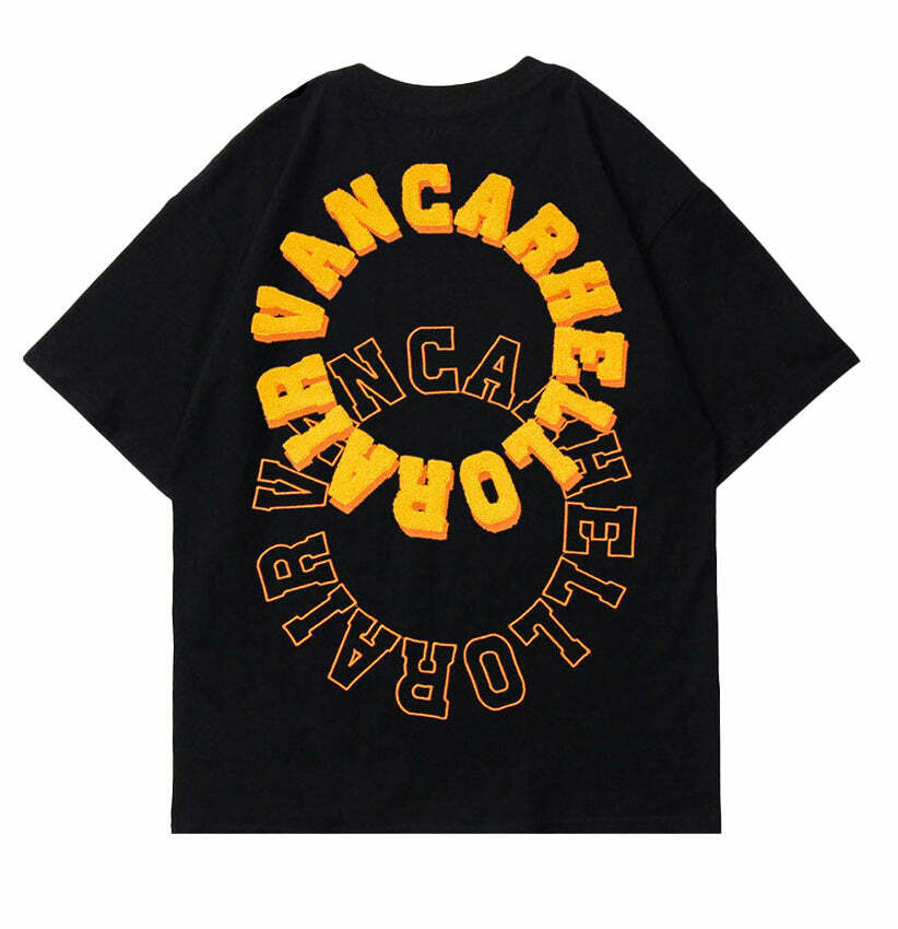 Y2K Aesthetic VANCARHELL Varsity T-Shirt - Coquette & Grunge Style Cute Tops & Cargo Skirt