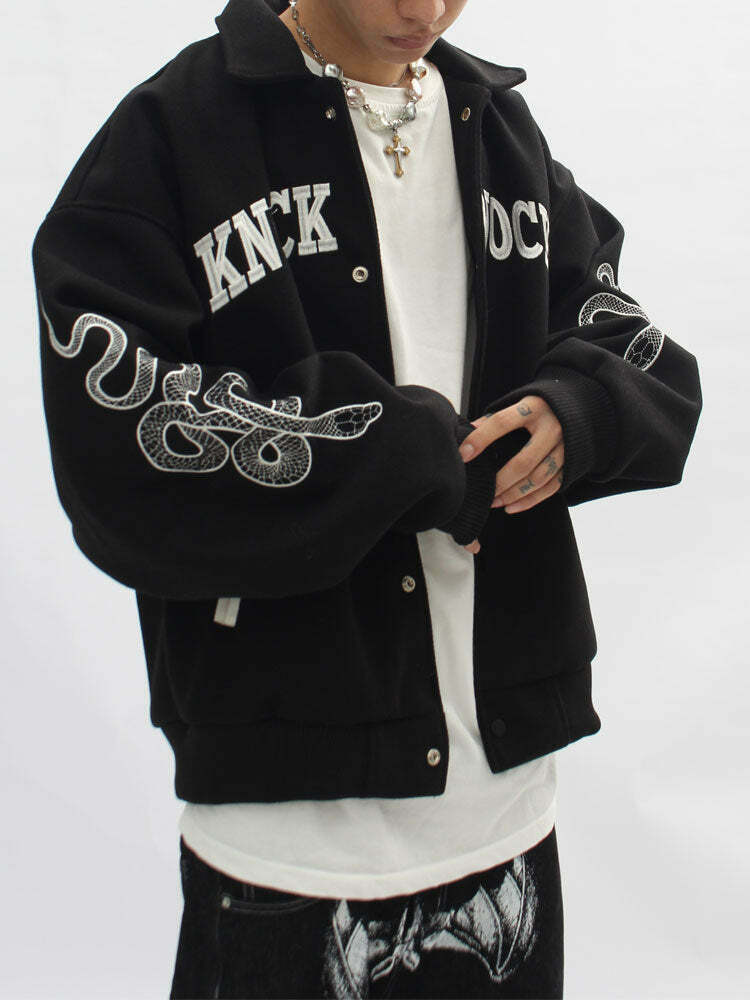 Y2K Aesthetic Varsity Jacket with Coquette Style and Grunge Fashion Elements