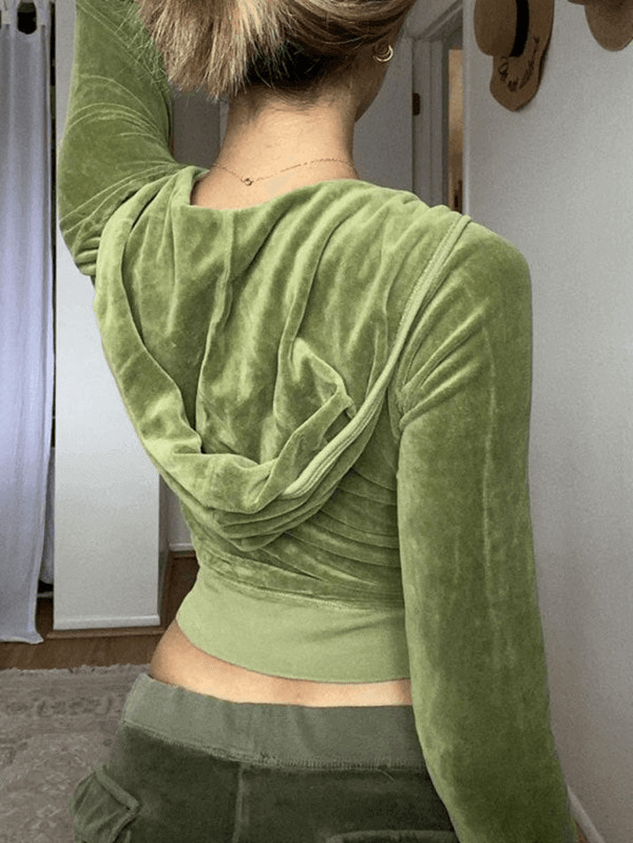 Y2K Aesthetic Velvet Zip Up Hoodie for Women - Coquette Style Grunge Fashion with Pastel Goth Vibes