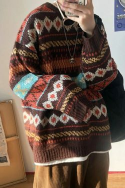 Y2K Aesthetic Vintage Knitted Women's Sweater in Coquette Style