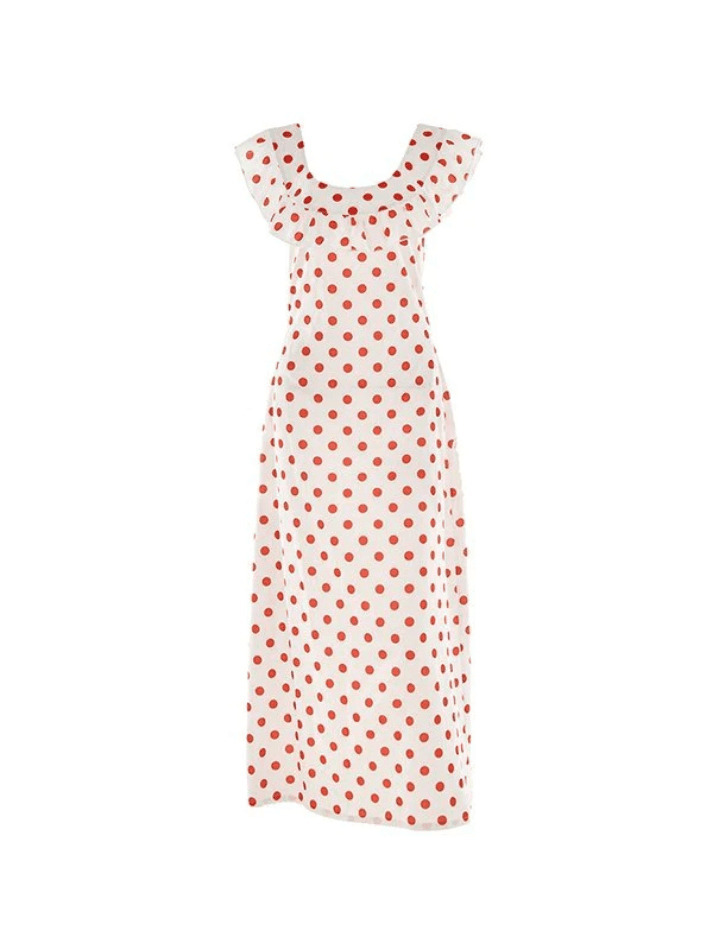 Y2K Aesthetic Waist Ruffled Polka Dot Dress - Coquette Style for Women's Fashion