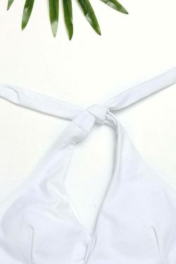 Y2K Aesthetic White Bra Bikini Set - High Waist Halter Cross Swimsuit