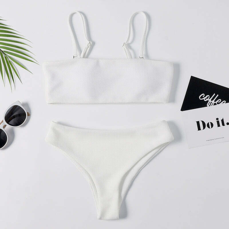 Y2K Aesthetic White High Cut Cami Bikini Set - Coquette Style for Niche Women Fashion
