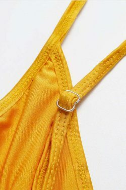 Y2K Aesthetic Yellow Ribbed Bandeau Bikini Set - Coquette Style for Women - Grunge Fashion