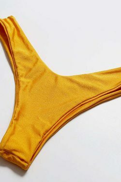 Y2K Aesthetic Yellow Ribbed Bandeau Bikini Set - Coquette Style for Women - Grunge Fashion