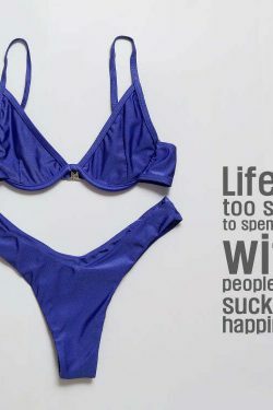 Y2K Aesthetic Yellow Ribbed Bandeau Bikini Set - Coquette Style for Women - Grunge Fashion