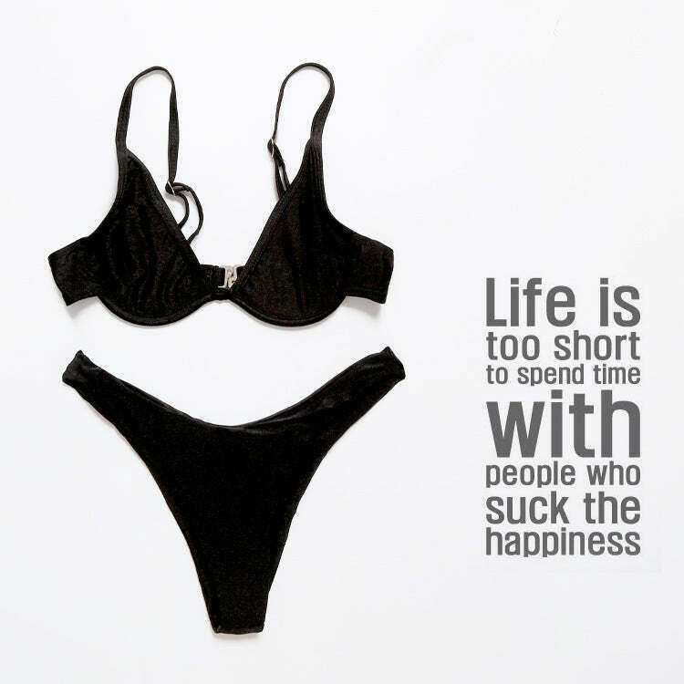 Y2K Aesthetic Yellow Ribbed Bandeau Bikini Set - Coquette Style for Women - Grunge Fashion
