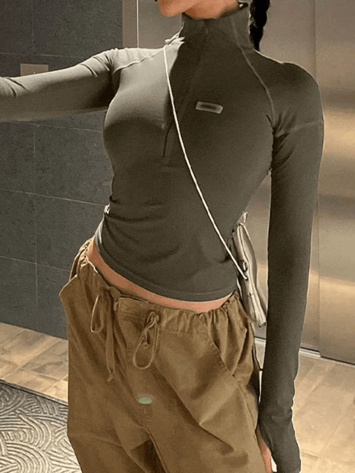Y2K Aesthetic Zip-Up Crop Top: Coquette & Grunge Style, Cute Pastel Goth Fashion
