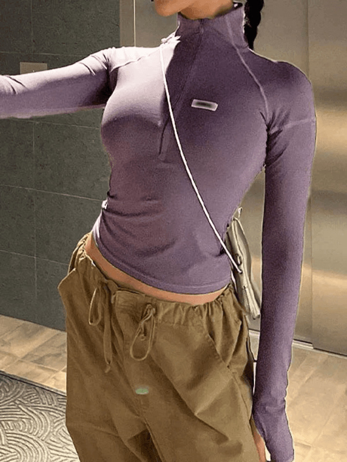 Y2K Aesthetic Zip-Up Crop Top: Coquette & Grunge Style, Cute Pastel Goth Fashion