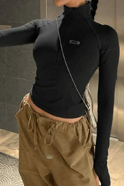 Y2K Aesthetic Zip-Up Crop Top: Coquette & Grunge Style, Cute Pastel Goth Fashion