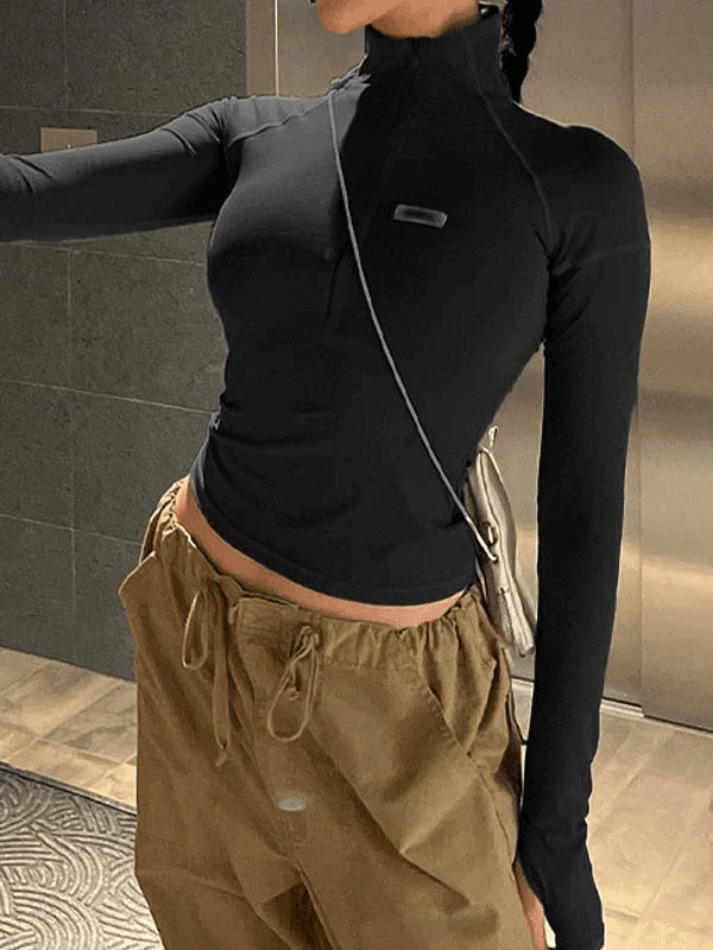 Y2K Aesthetic Zip-Up Crop Top: Coquette & Grunge Style, Cute Pastel Goth Fashion