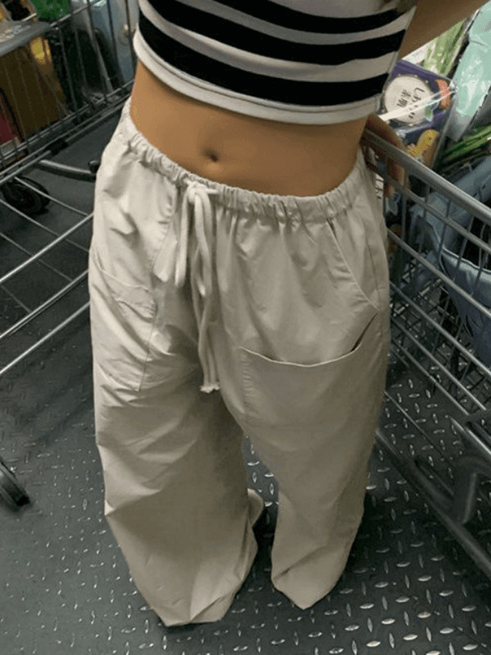 Y2K Baggy Parachute Cargo Pants - Coquette Aesthetic Grunge Style for Women
