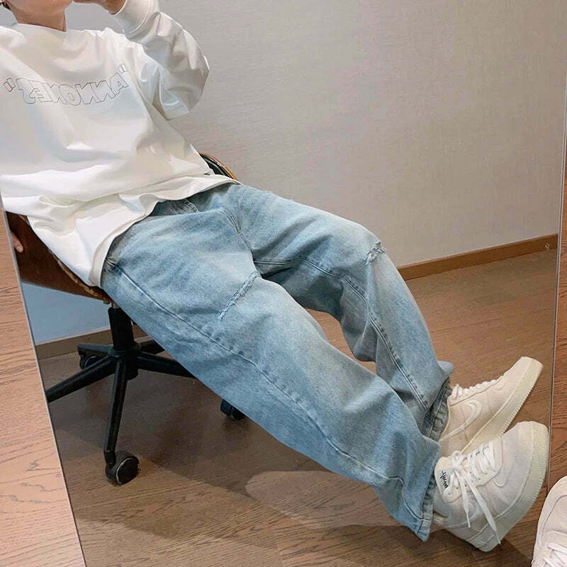 Y2K Balloon Fit Distressed Denim Jeans - Coquette Aesthetic Grunge & Pastel Goth Style