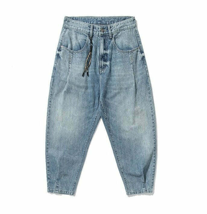 Y2K Balloon Fit Tapered Jeans: Coquette Aesthetic Grunge Style Cargo Skirt Fashion