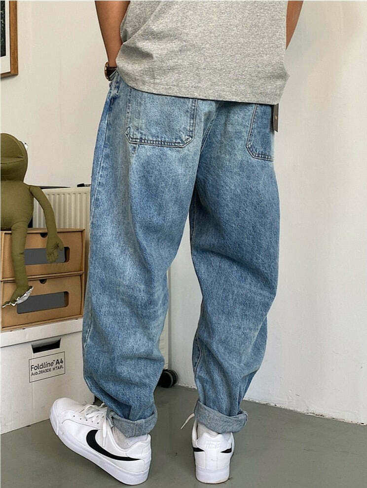 Y2K Balloon Fit Tapered Jeans: Coquette Aesthetic Grunge Style Cargo Skirt Fashion