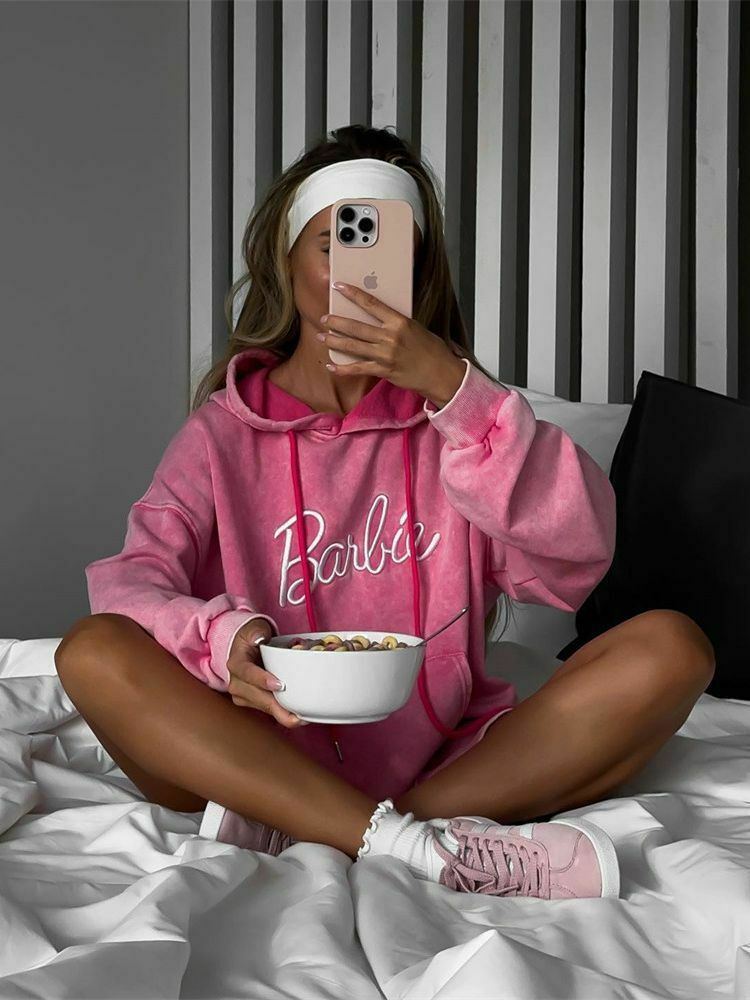 Y2K Barbie Sweatshirt - Retro Distressed Coquette Aesthetic Grunge Style Top