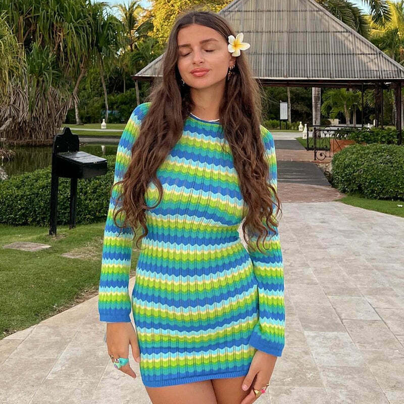 Y2K Beach Please Bodycon Dress: Coquette Aesthetic - Grunge Style, Pastel