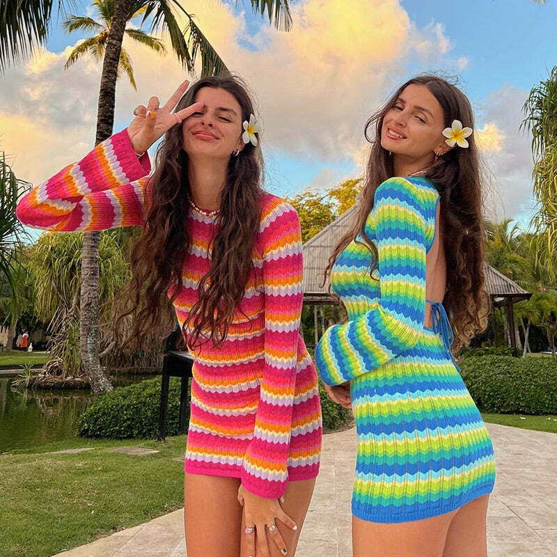 Y2K Beach Please Bodycon Dress: Coquette Aesthetic - Grunge Style, Pastel