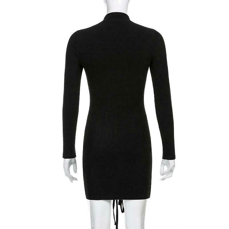 Y2K Black Tie-Up Dress: Coquette Aesthetic - Grunge, Pastel Goth, Cottagecore, Vintage Sweater