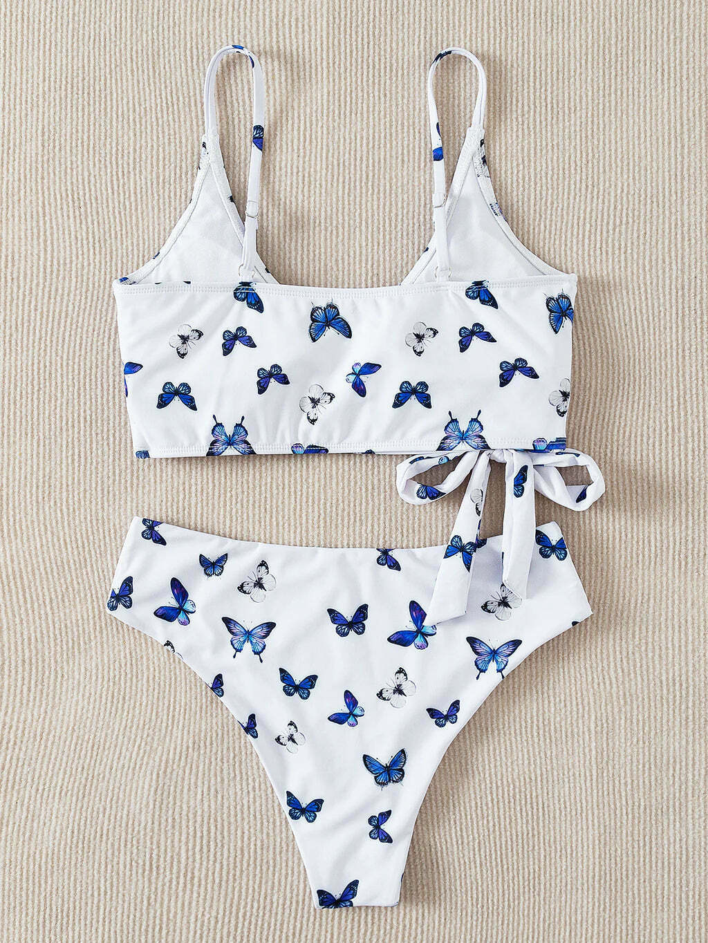 Y2K Butterfly Print Beach Bikini with Thin Straps - Coquette Aesthetic Swimwear for Women