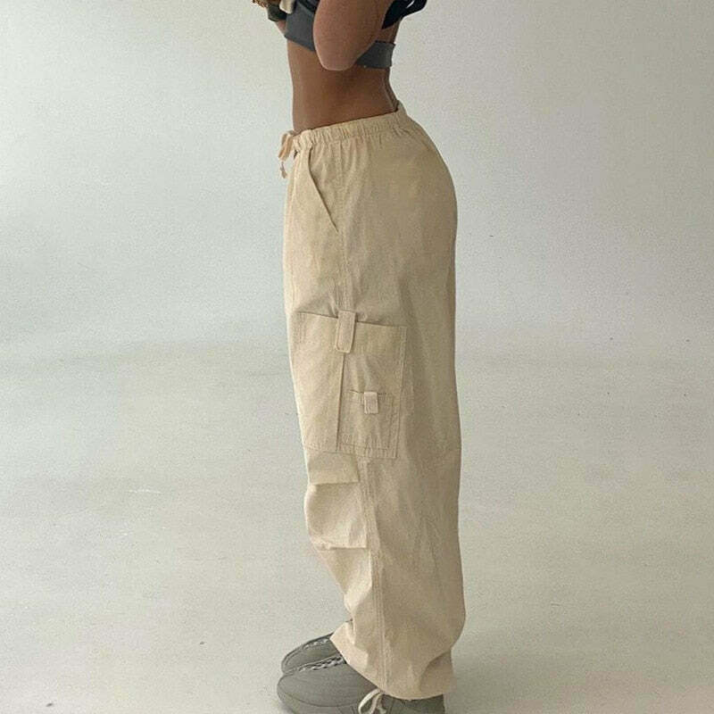 Y2K Cargo Pants with 4 Pockets: Coquette Aesthetic Grunge Style for Women Fashion