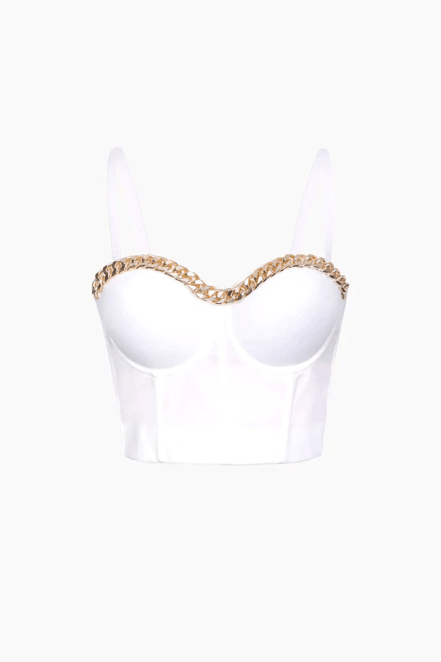 Y2K Chain Detail Bustier Corset Top for Women's Niche Fashion
