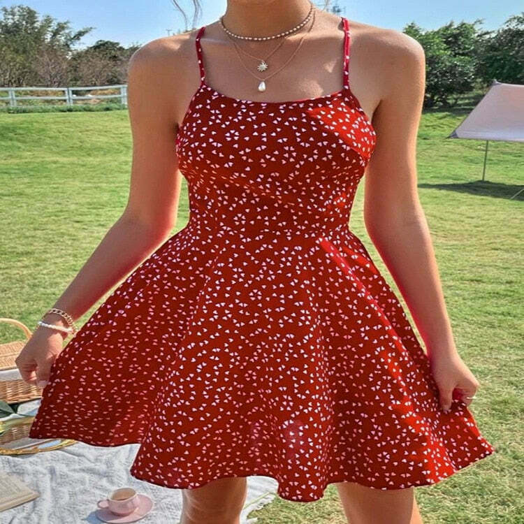 Y2K Confetti Floral Backless Dress - Coquette Aesthetic for Women