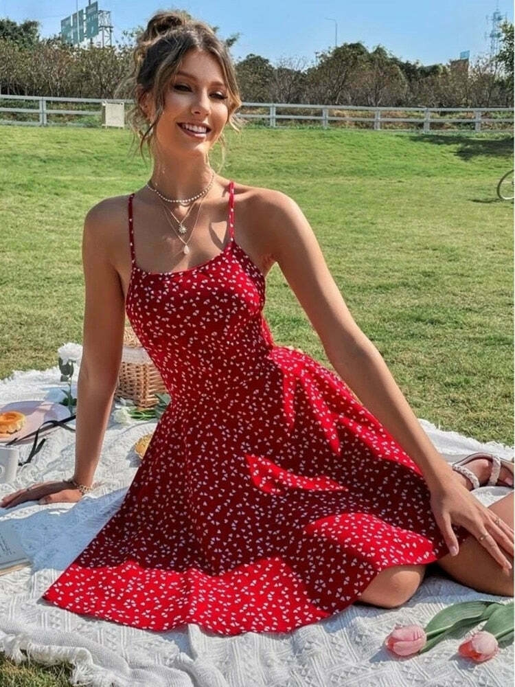 Y2K Confetti Floral Backless Dress - Coquette Aesthetic for Women