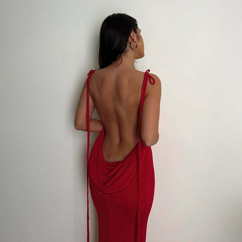 Y2K Coquette Aesthetic Backless Fishtail Dress - Grunge & Pastel
