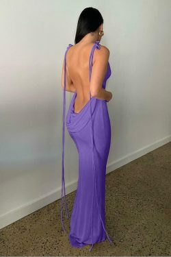 Y2K Coquette Aesthetic Backless Fishtail Dress - Grunge & Pastel