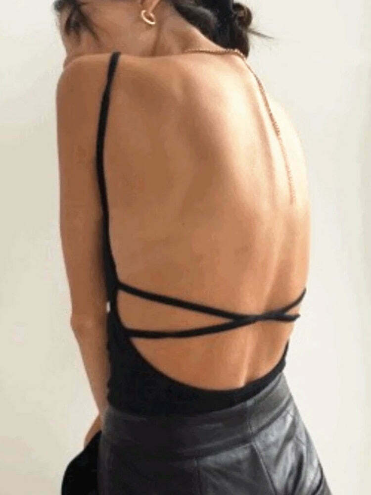 Y2K Coquette Aesthetic Backless Top - Grunge Style, Cute Tops & Pastel Goth Outfits