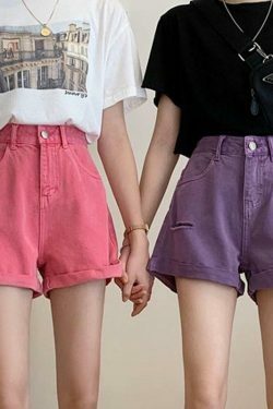 Y2K Coquette Aesthetic Candy Fairy Distressed Shorts - Grunge Style Cute Tops for Women