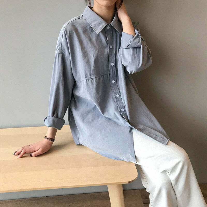 Y2K Coquette Aesthetic Drape Shirt - Grunge Style, Pastel Goth