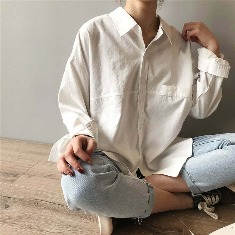 Y2K Coquette Aesthetic Drape Shirt - Grunge Style, Pastel Goth