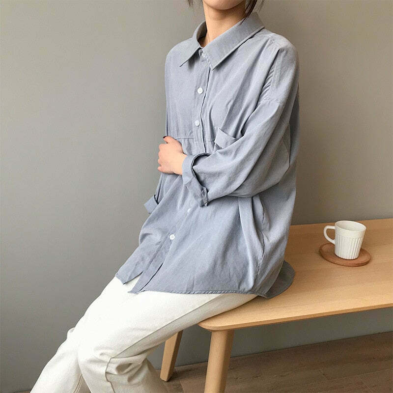 Y2K Coquette Aesthetic Drape Shirt - Grunge Style, Pastel Goth