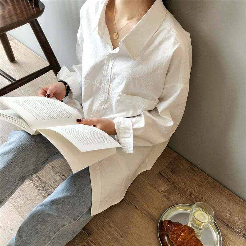 Y2K Coquette Aesthetic Drape Shirt - Grunge Style, Pastel Goth