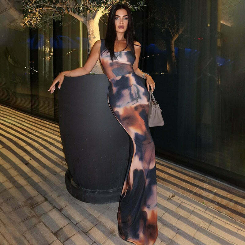 Y2K Coquette Aesthetic Maxi Dress - Grunge & Pastel Goth Vibes
