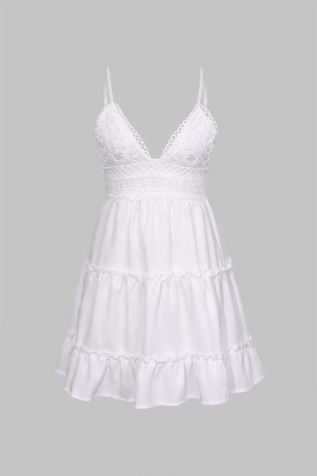 Y2K Coquette Aesthetic Mini Dress with V-Neck and Ruffle Hem - Women's Fashion