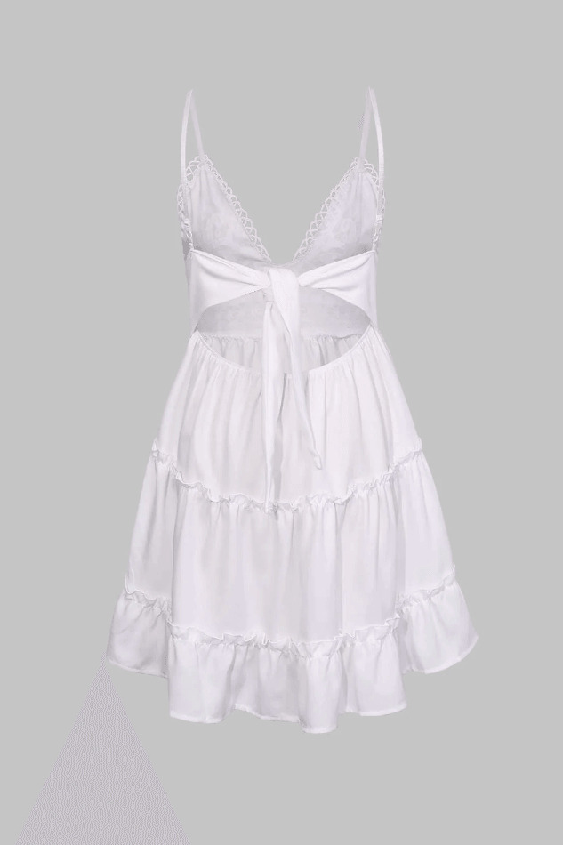 Y2K Coquette Aesthetic Mini Dress with V-Neck and Ruffle Hem - Women's Fashion