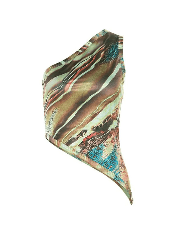 Y2K Coquette Aesthetic Tank Top with Asymmetric Hem - Grunge Style Cute Tops for Women