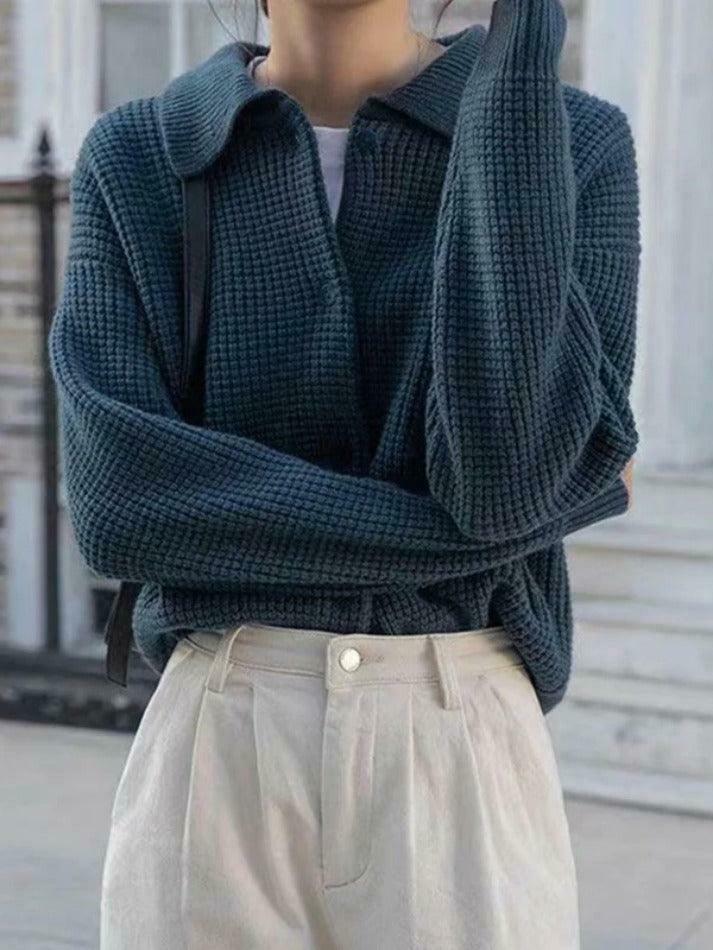 Y2K Coquette Aesthetic Waffle Cardigan: Grunge Style Cute Tops & Pastel