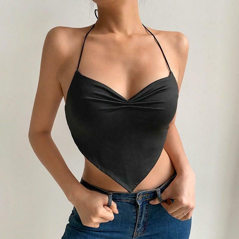 Y2K Cowgirl Ruched Halter Top - Coquette Aesthetic with a Grunge Twist
