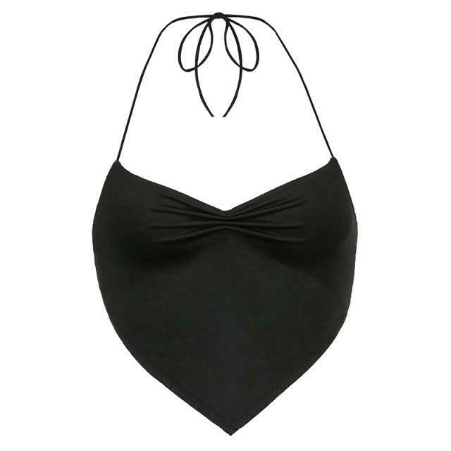 Y2K Cowgirl Ruched Halter Top - Coquette Aesthetic with a Grunge Twist