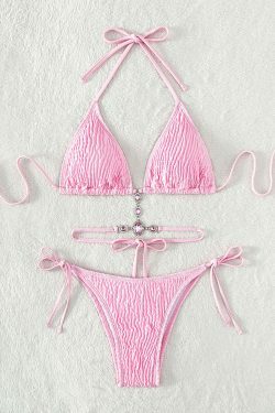 Y2K Crystal Diamond Beach Bikini - Coquette Aesthetic Grunge Style Cute Tops & Cargo Skirt