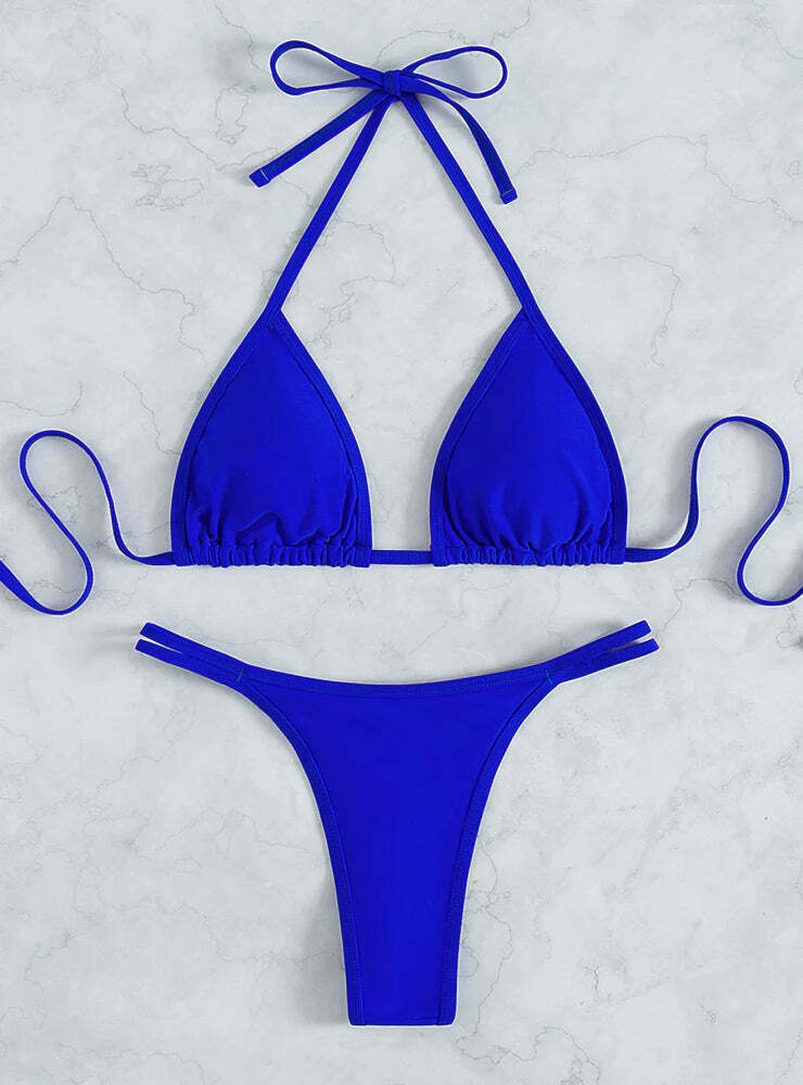 Y2K Crystal Diamond Thong Beach Bikini - Coquette Aesthetic Swimwear for Women