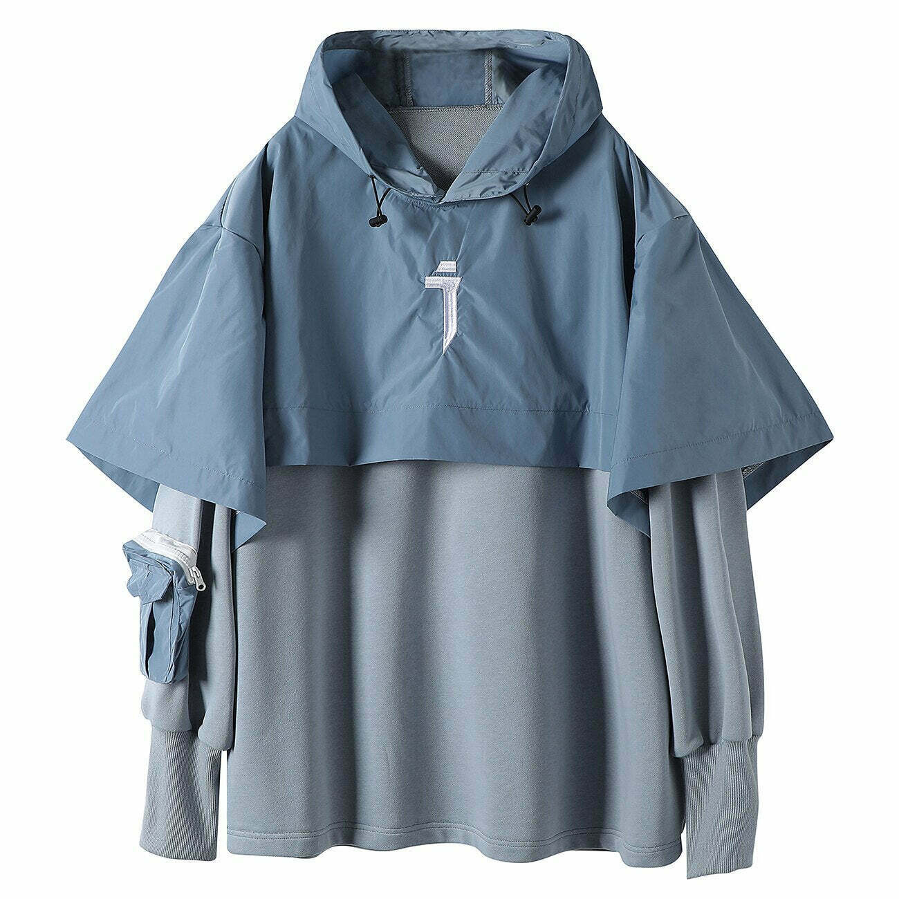 Y2K Cyberpunk Poncho Cape Hoodie - Coquette Aesthetic, Grunge Style, Pastel Goth