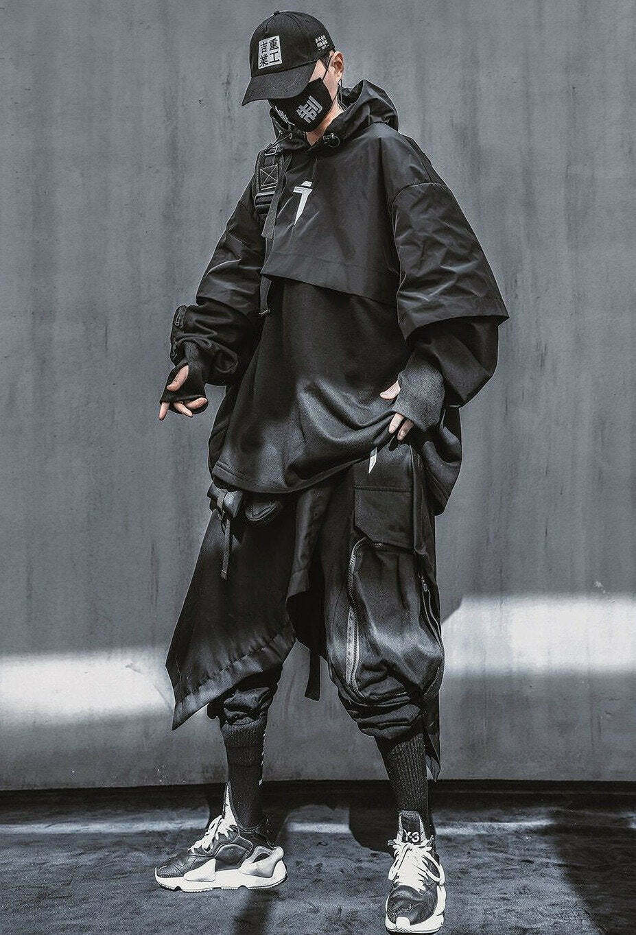 Y2K Cyberpunk Poncho Cape Hoodie - Coquette Aesthetic, Grunge Style, Pastel Goth